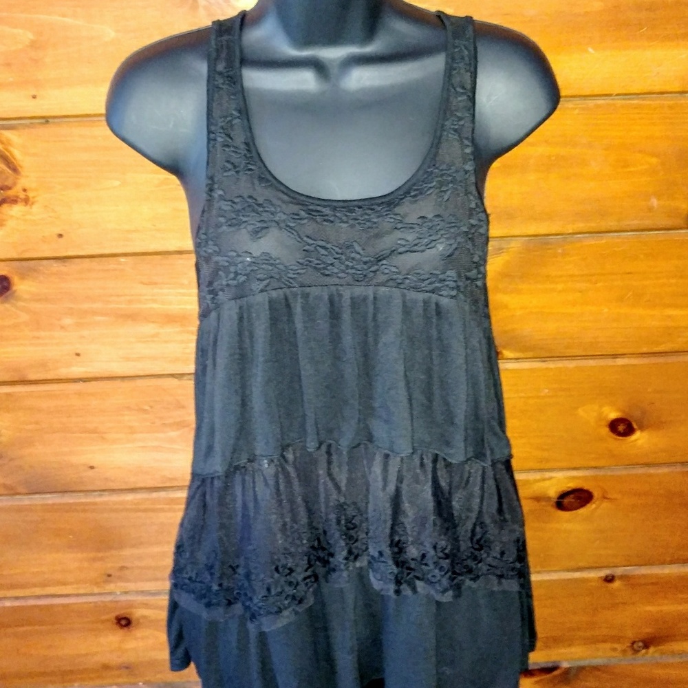 American Eagle Mesh lace embroidered babydoll tank